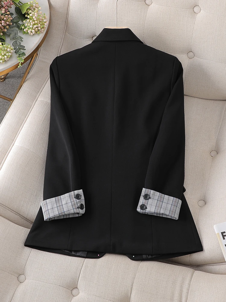 Women Long Sleeve Blazer Coat Gray Black Ladies Female Single Button Business Work Wear Jacket