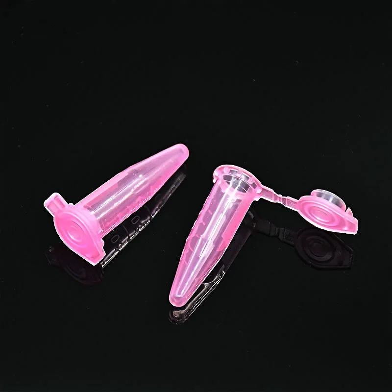 Microtubes Centrifuge Tube 0.5ml Laboratory Centrifugal Tube Bottom Tip Pink Color Scale Locked Cover Pack of 1000/PK