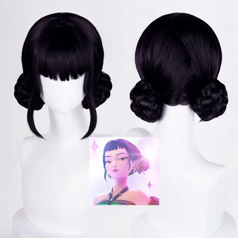 2026 Film Kinder Mädchen Cosplay Perücke Mira Rumi Zoey Lila Schwarz Rot Langes Haar Halloween Cosplay Requisiten