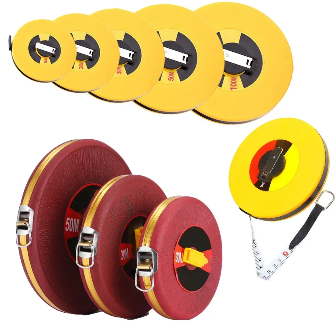 10-100M Long Fiberglass Tape Measure Double Face Metric Construction Meter Ruler For Carpenter Measurement Tools