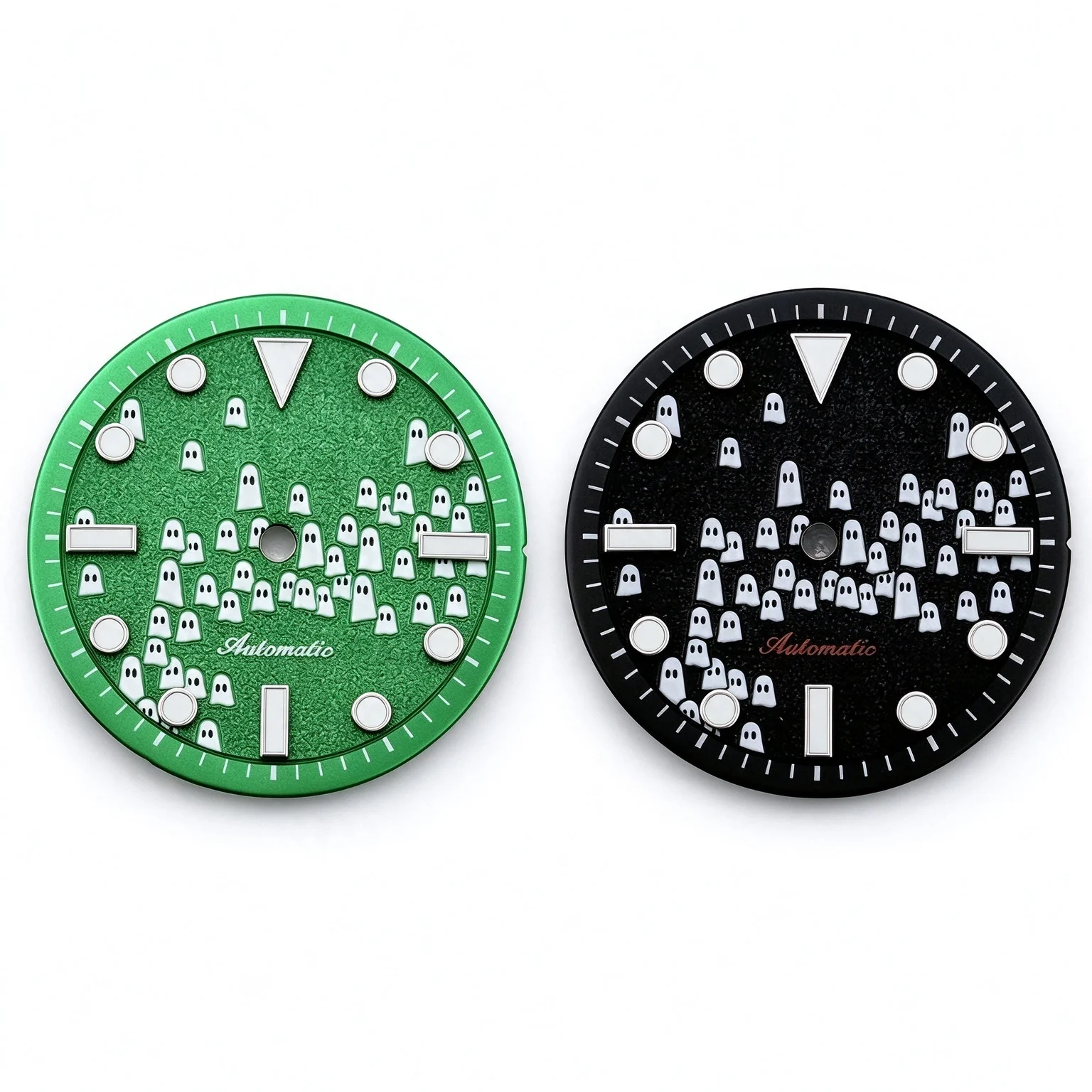 28.5mm No Logo Dial Fit NH35 Movement Green Luminous Triangle Indices Automatic Watch Modification Replacement Parts
