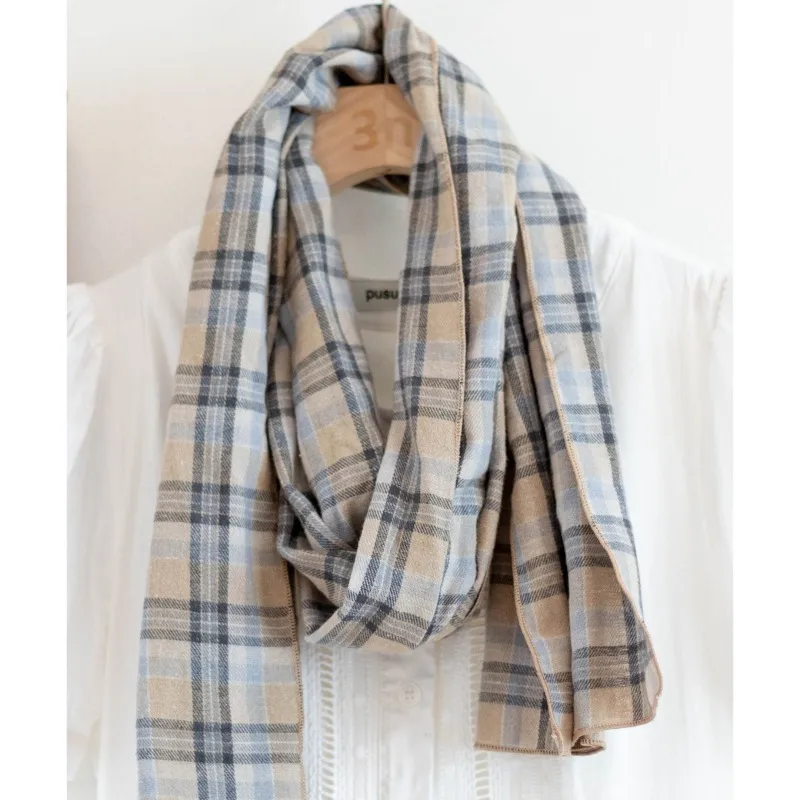 

Pure cotton plaid scarf, unisex, student-friendly, versatile, warm, trendy, long and soft