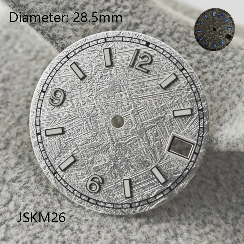 NH35 ダイヤル 28.5 ミリメートル隕石模様のダイヤル nh35 ブルー発光日本 NH35 自動運動 watchmods はロゴをカスタマイズすることができます