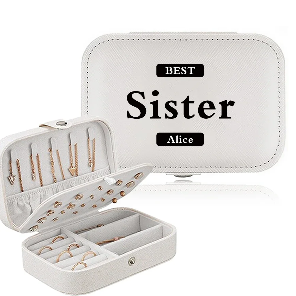 Customized Name Travel Dustproof Double Layer Cosmetic Bag Large Size Jewelry Case Boxes Portable Jewelry Organizer Display