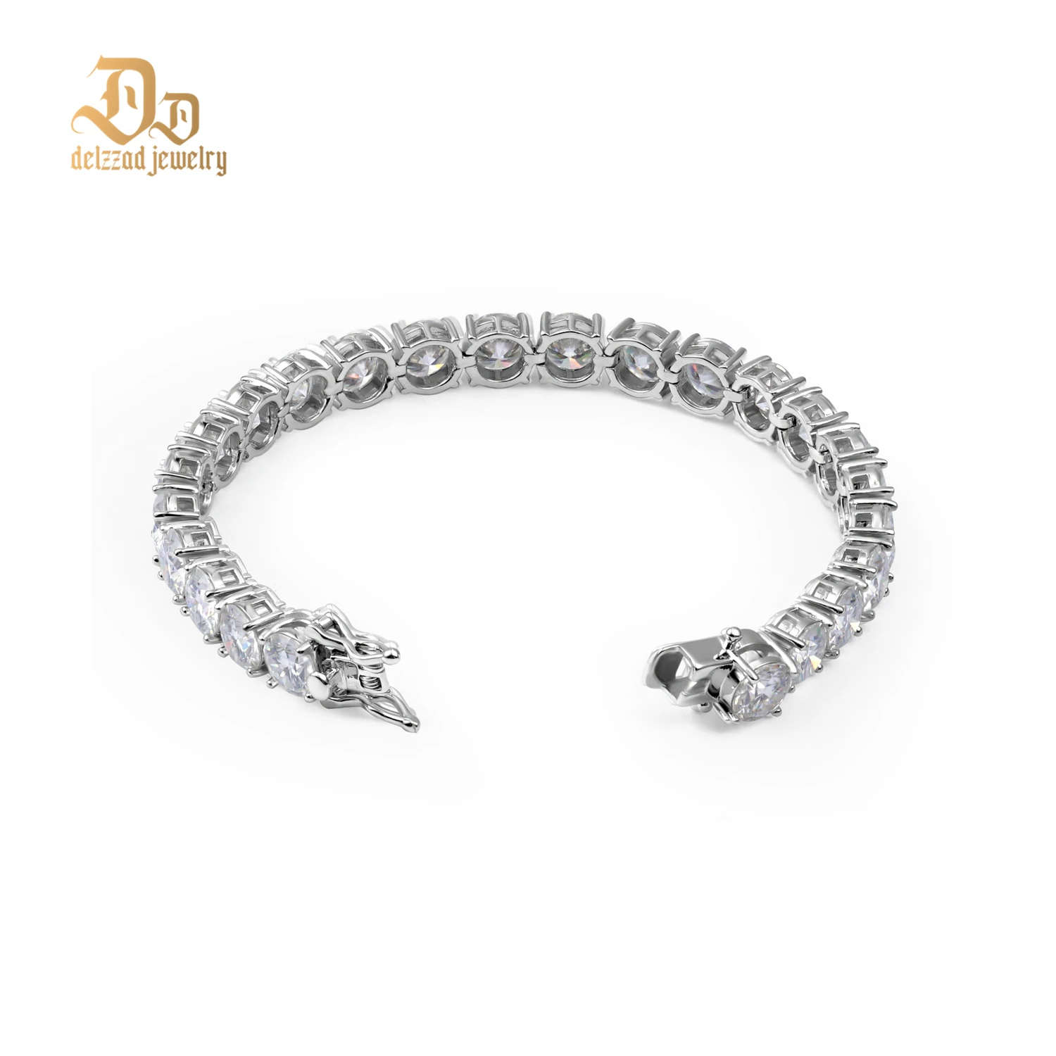 

Delzzad High Quality Moissanite Tennis Necklace 100% S925 Hip Hop Sterling Silver Bracelet Wedding Jewelry Gift for Men and Wome