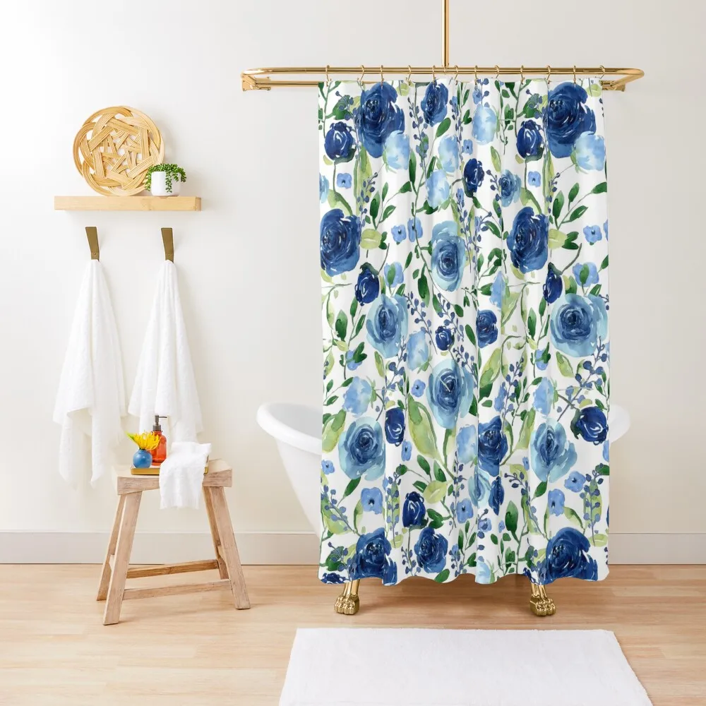 

Lovely rose garland in blue and green shade Shower Curtain Waterproof Bath Curtain And Anti-Mold