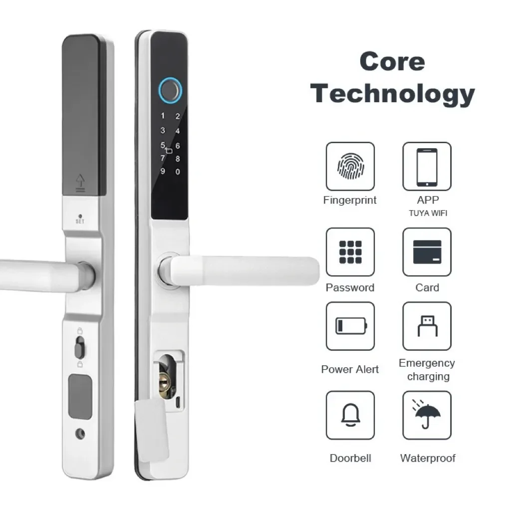 IP66 Waterproof Smart UPVC Door Lock Euro 2885 Doublehook Multi Mortise 3592 4092 TTlock Tuya WiFi Fingerprint Sliding Door Lock