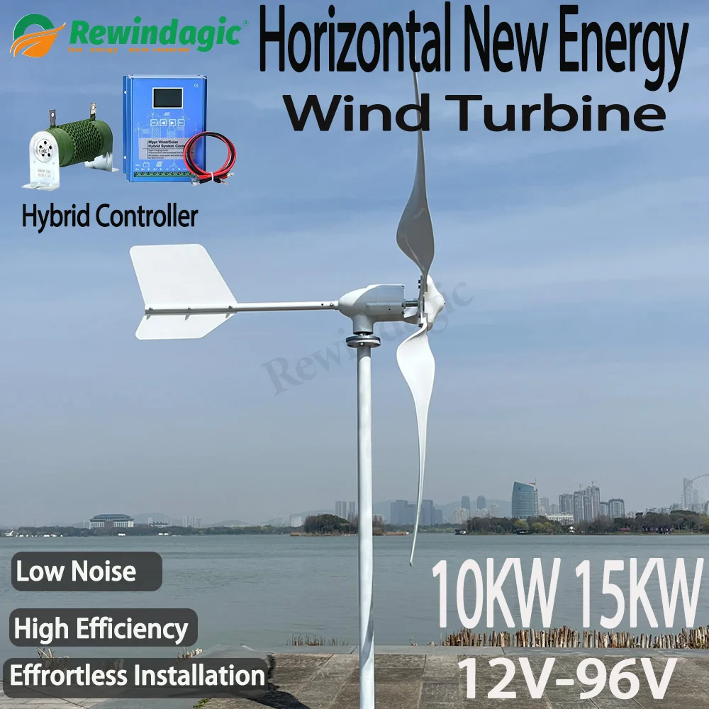 Turbina Eólica Horizontal para Pequenas Fazendas Domésticas Eletricidade Livre Baixa Velocidade Baixo Ruído Mais Poderoso 10000w 15000w