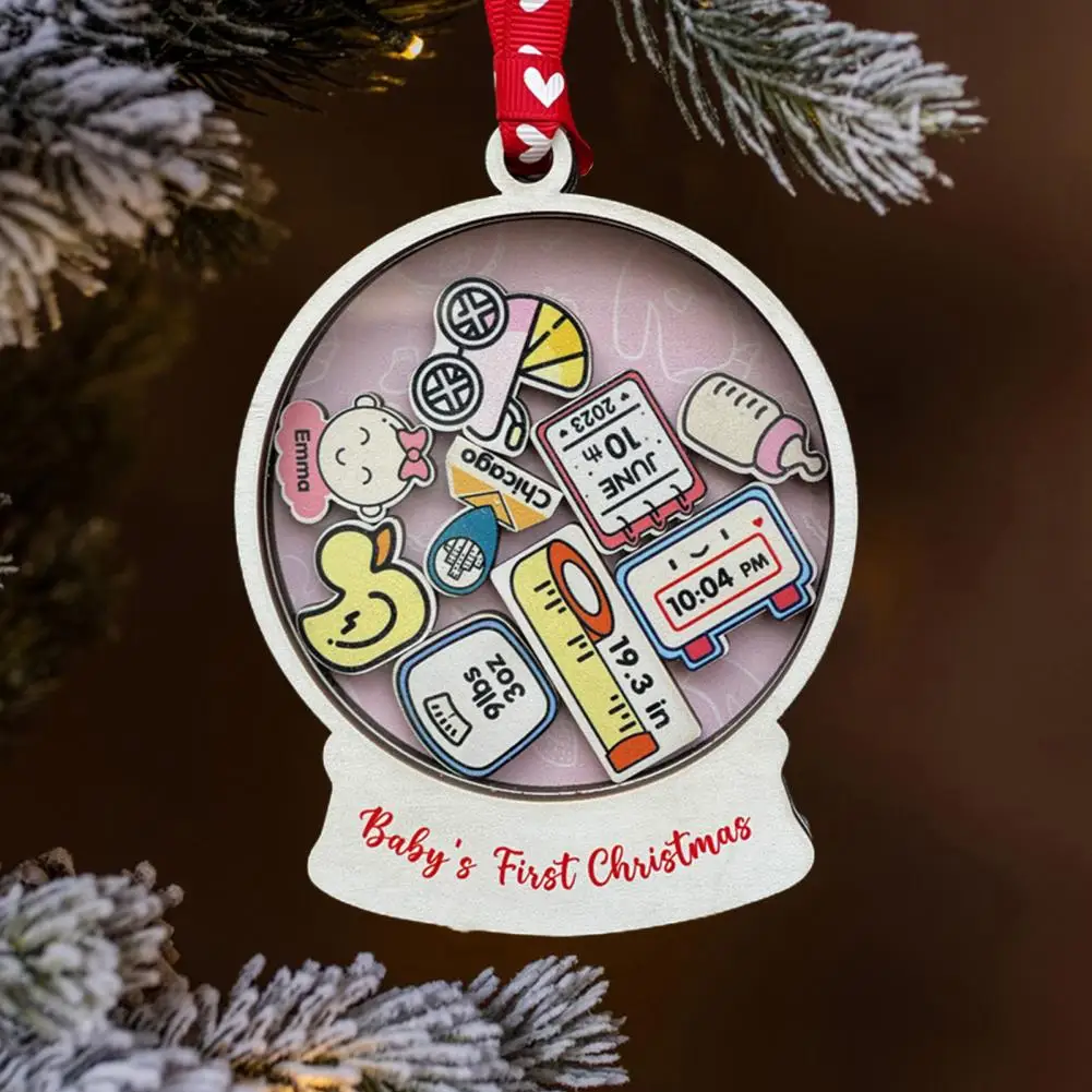 Acrylic Wood Christmas Ornament Heavy Duty Christmas Ornament Festive Baby First Christmas Hanging Decoration Ball for Xmas - Image 5
