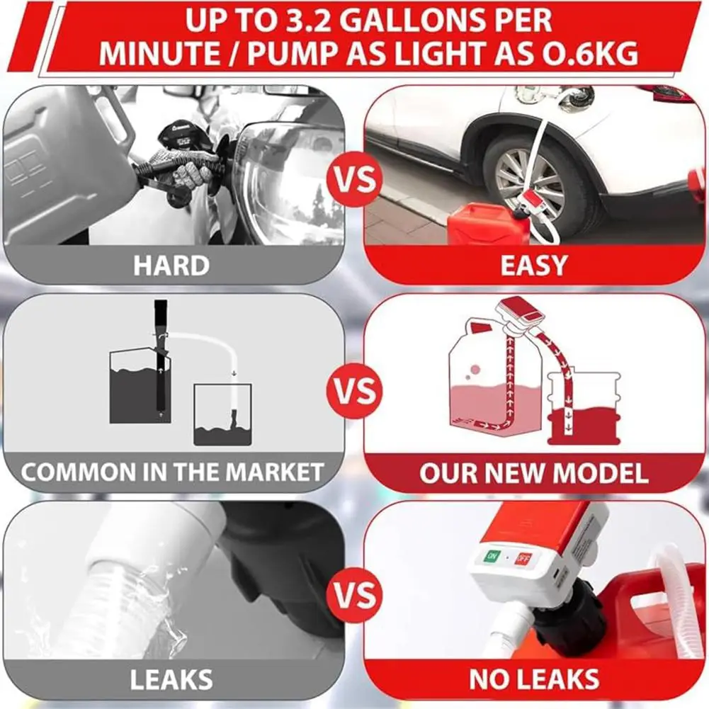 Bomba de transferência de combustível com sensor de parada automática 51 "bomba de transferência de mangueira alimentada por bateria com adaptador de tanque bomba líquida portátil