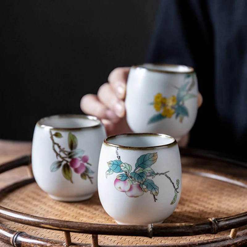 

Chinese Antique Ru Kiln Kung Fu Puer Tea Cup, Ceramic, Porcelain Single Cup, Teaware