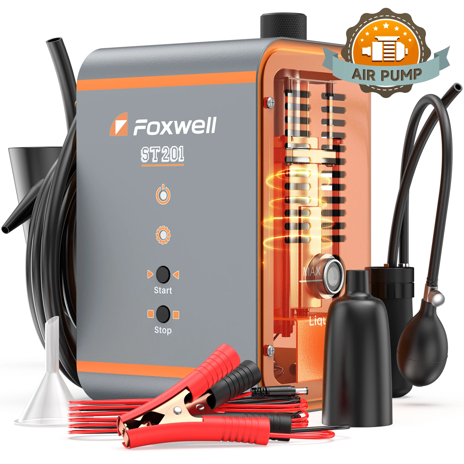 

FOXWELL ST201 Automotive EVAP Smoke Machine Tester Fuel Vacuum Leak Detector Built-in Air Pump Smoke Leak Tester Diagnostic Tool