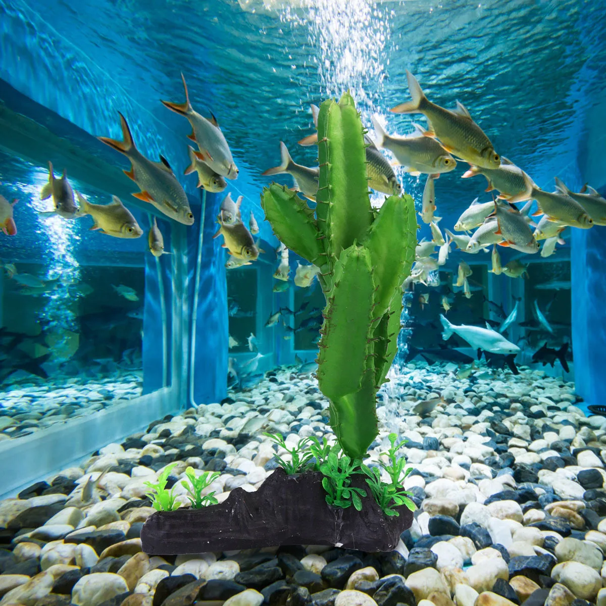 

Simulation Plant Underwater Cactus Decor Fish Tank Plant Bonsai Safe Water Quality Bright Green Nonfade Aquarium Ornament