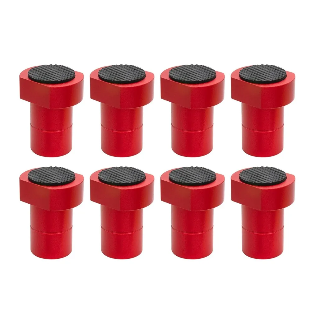 8 PCS Aluminum Alloy Bench Dogs 3/4 Inch / 19mm Red Bench Dog Clamp Non-Slip Pads Workbench Dogs