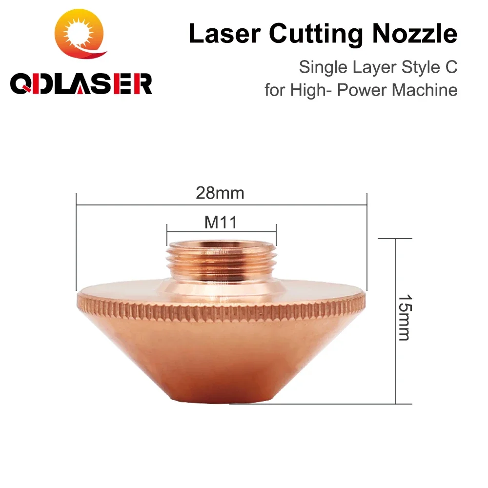 QDLASER Penta C Style Laser Cutting Nozzles Single Layer for High-Power Machine D28 M11 H15mm Caliber 3.5-6.0mm for Fiber Laser