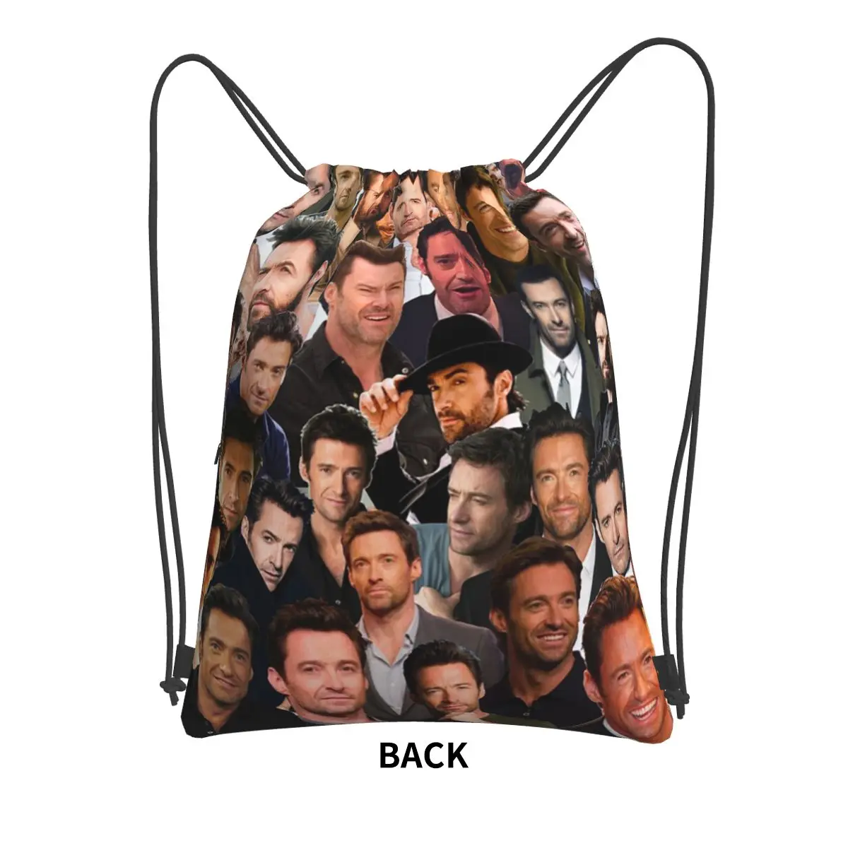 Hugh Jackman Photo Collage Backpacks Portable Drawstring Bags Sports Bag Book Bags for Man Woman School