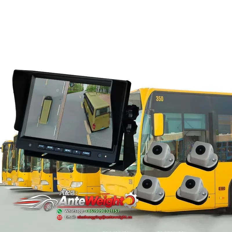 1080p AHD DVR Reverse Monitor System 360-Degree Bird View SVM Surround Panoramic Night View Safe Driving Backup School