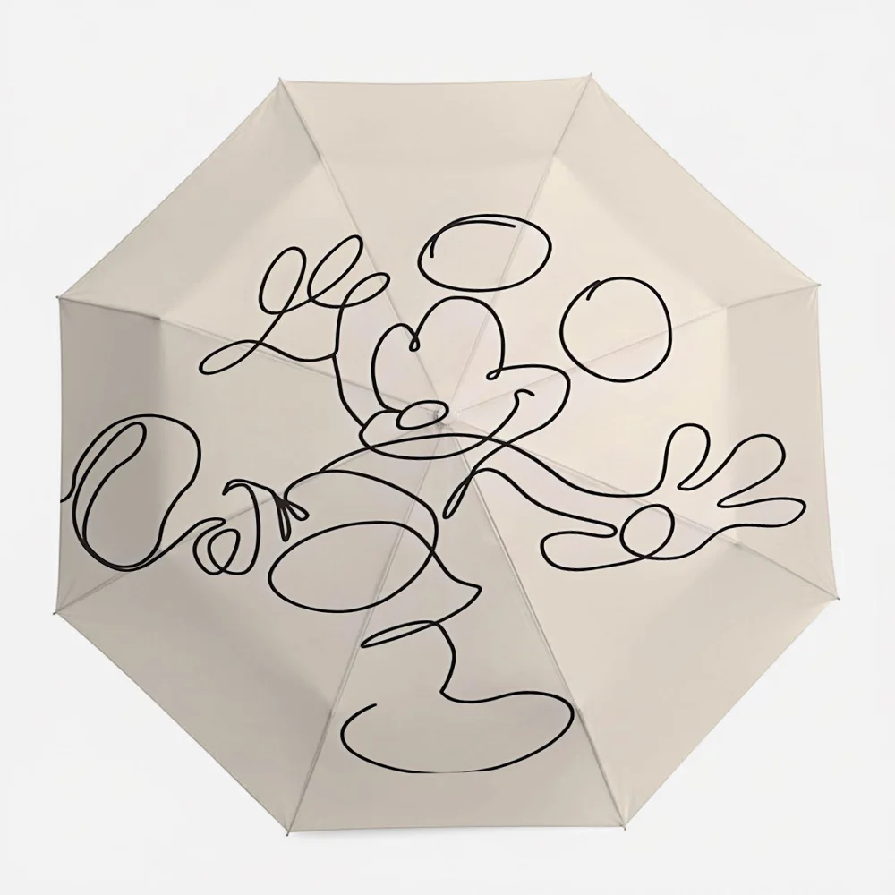 

Автоматический складной зонт с абстрактным принтом Микки Мауса от Disney, минималистичный, бежевый, водонепроницаемый, ветрозащитный, для путешествий