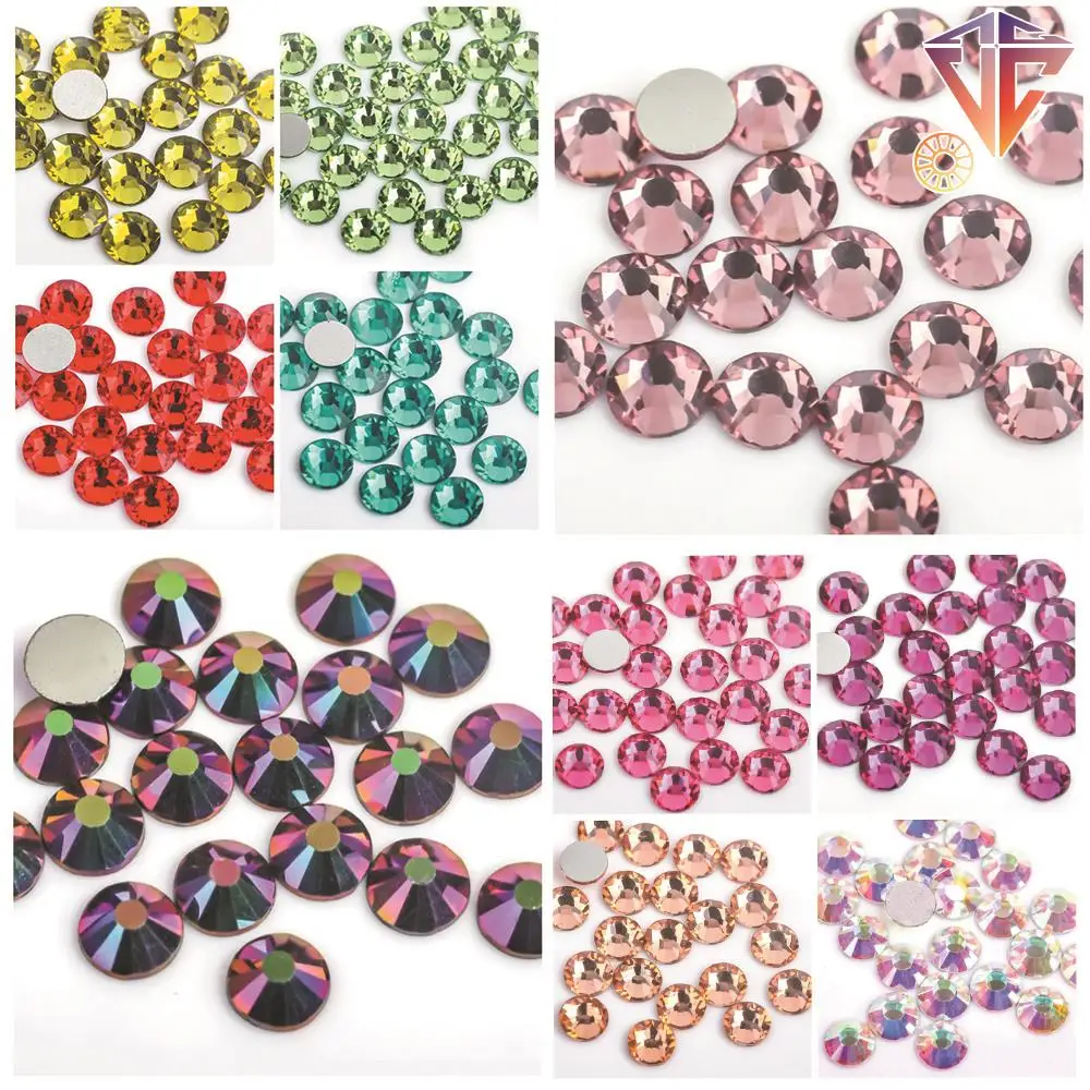 SS6-SS30 AAAAA Top Quality Glass Crystal Non Hotfix Rhinestones Flatback Glitter Stones Nail Art Decorations DIY Accessories