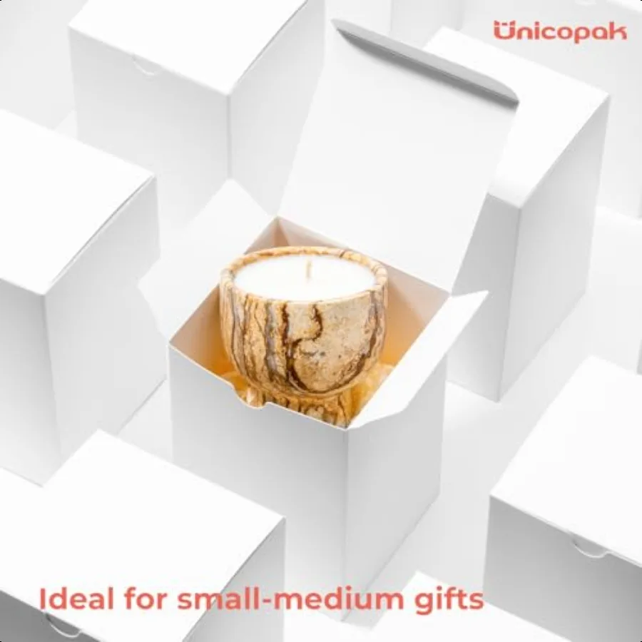 10er-Pack 4x4x6 weiße Geschenkboxen, ideal für Kerzen, Ornament, Becher, Glas, ideal zum Verschenken, Verschenken und Aufbewahren oder Organisieren von kleinen Ite