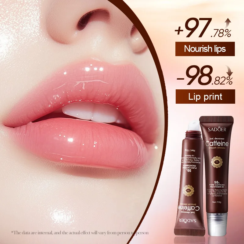 Feuchtigkeitsspendende und aufhellende Lippenlinien, Anti-Riss-SADOER Ice American Cafein Lippenbalsam, Lippenpflegeprodukte
