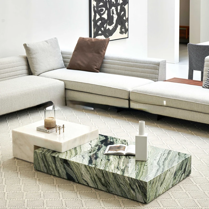 Rectangular coffee table/minimalist and luxurious living room with natural marble for household use/