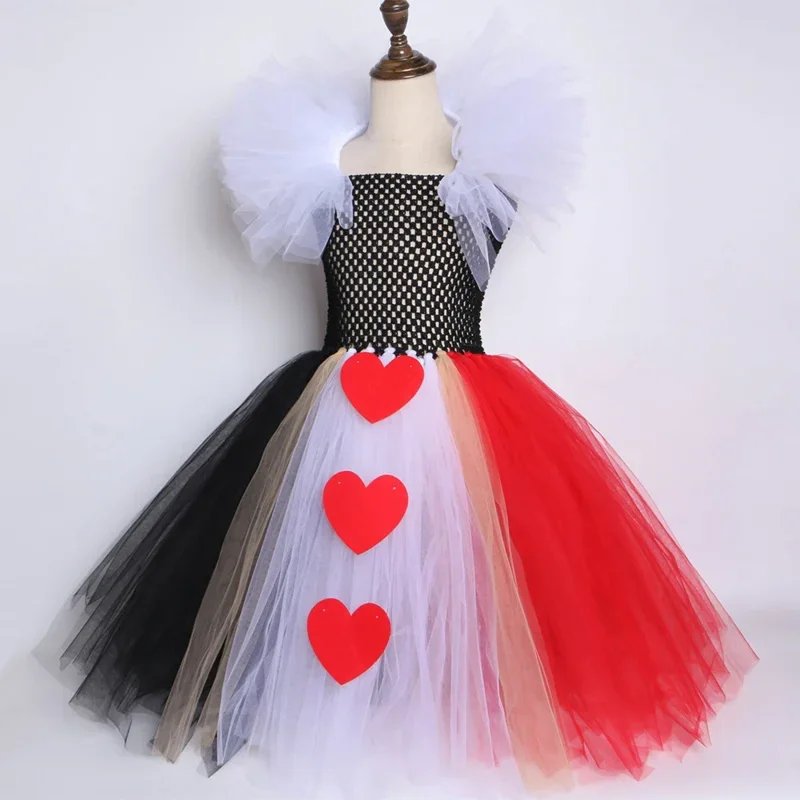 Schwarz & rot Königin der Herzen Tutu Kleid Mädchen Karneval Halloween Cosplay Fantasy-Kostüm für Kinder Phantasie Urlaub Party Kleider