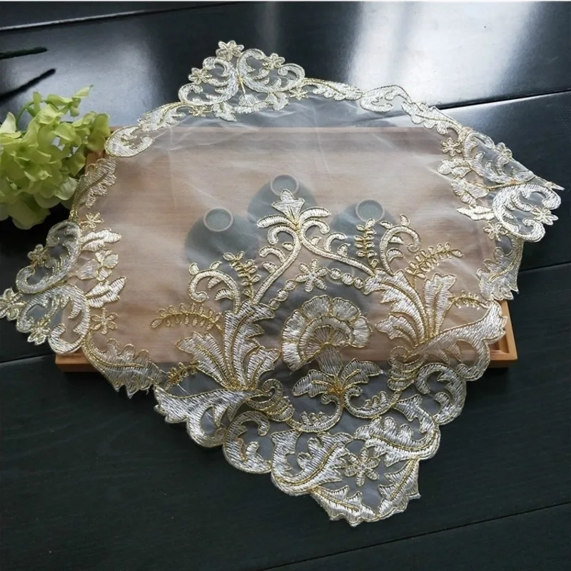 HOT Luxury European Lace Embroidered Fruit Plate Dessert Tea Table Decoration Cloth Coffee Cup Placemat Hotel Restaurant Coaster