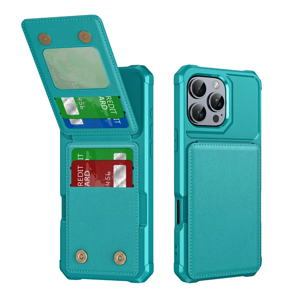 Flip Wallet Card Slot Holder Phone Case for IPhone 16 Pro Max 16 Plus Pocket Stand Bracket Soft TPU & PU Leather Back Cover