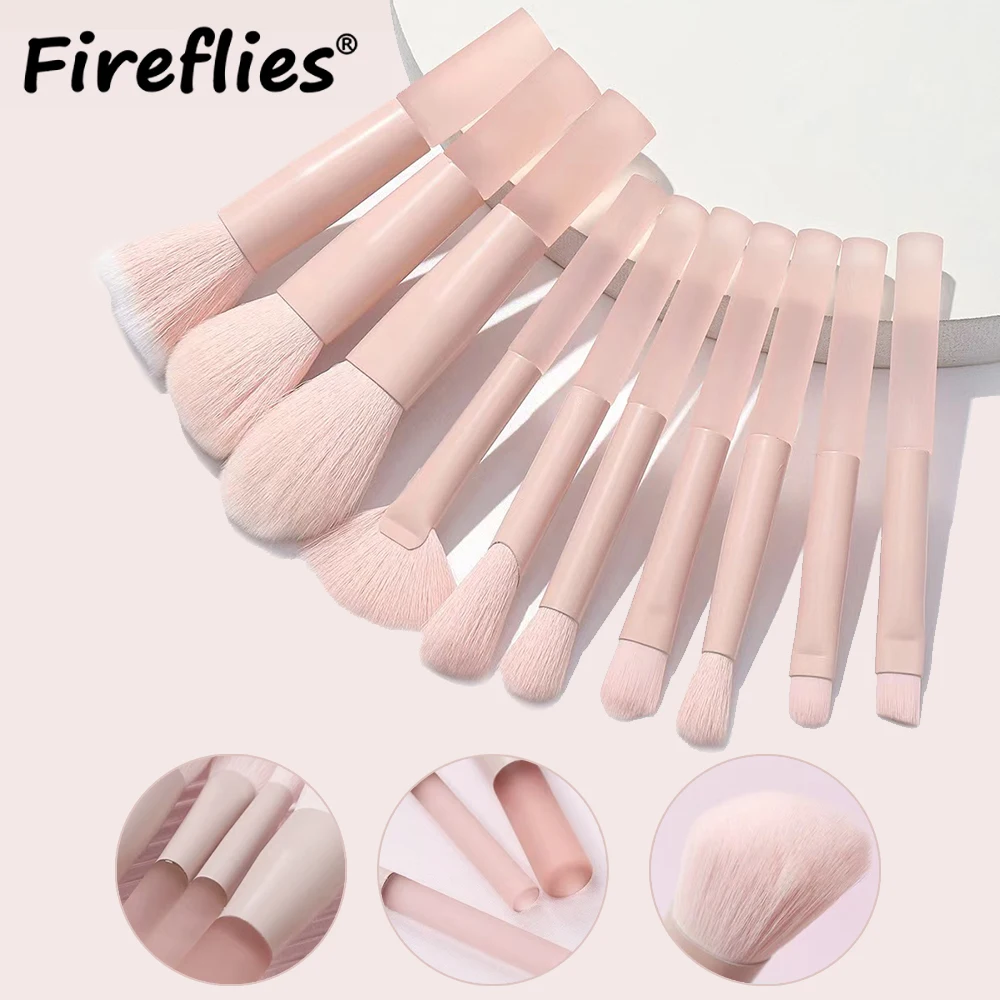 10pcs Pink Soft Fluffy Makeup Brushes Set Cosmetics Foundation Blush Powder Brush Eyeshadow Blending Makeup Brush Beauty Tools