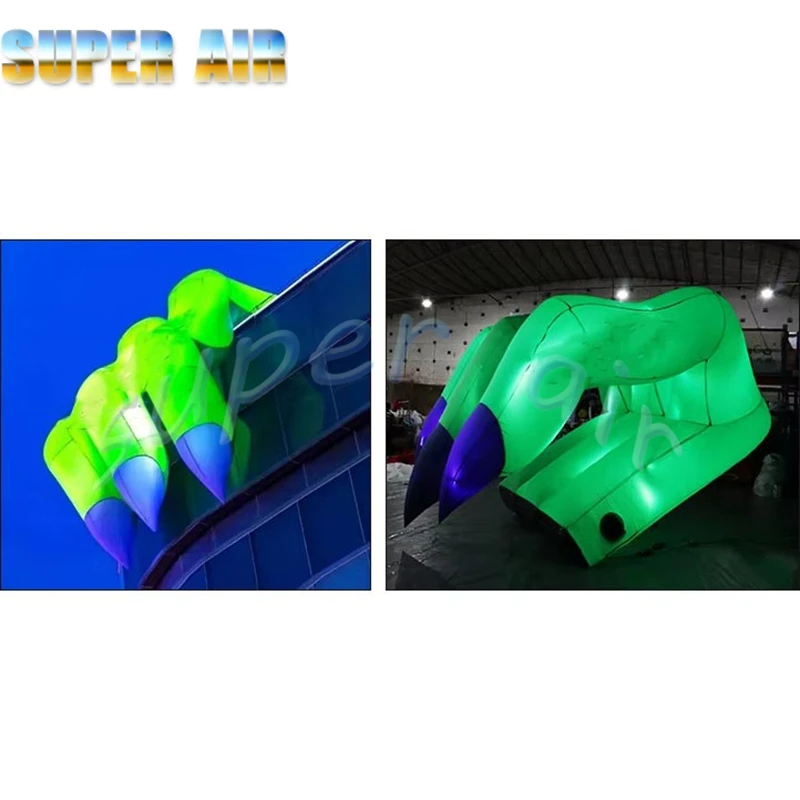 Decorazione di Halloween all'aperto super aerea verde Mano di mostro gonfiabile con illuminazione