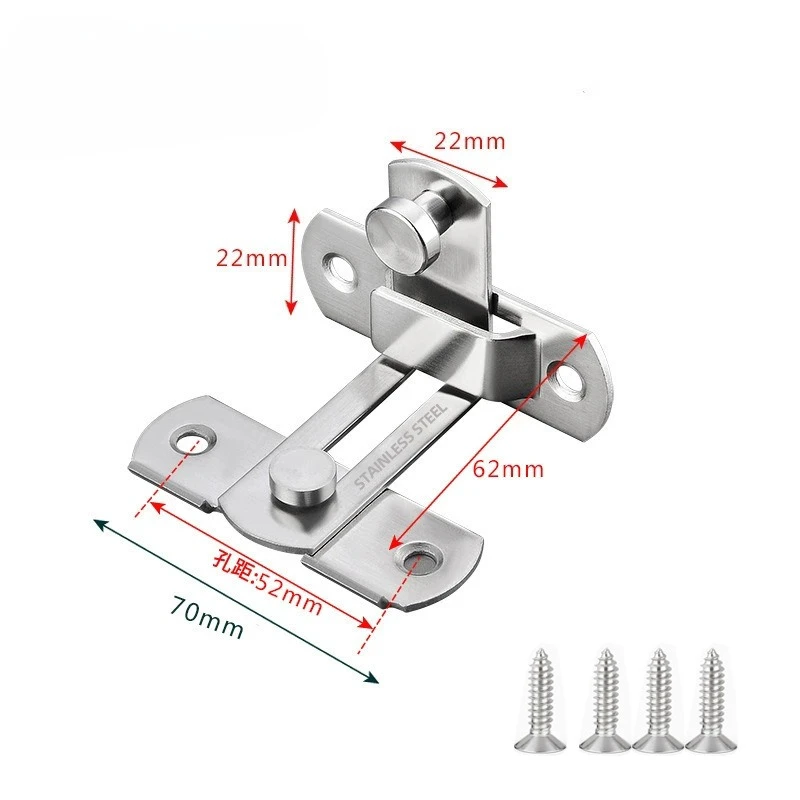 

90 180 Degree Door Buckle Stainless Steel Lock Sliding Door Right Angle Buckle Door And Window Bathroom Bending Latch 2pcs