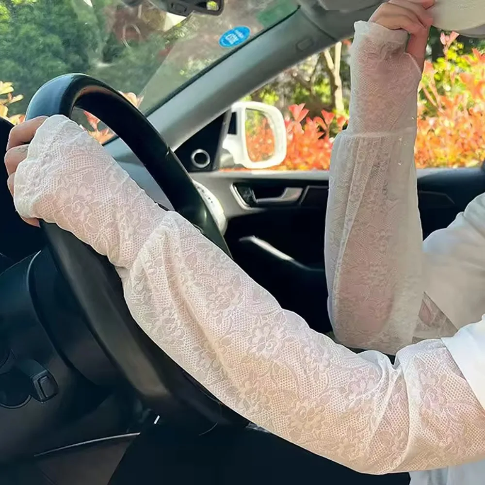 

Fashion Lace Ice Silk Arm Sleeves Breathable UV Protection Sunscreen Sleeve Ultrathin Cooling Sleeve Outdoor