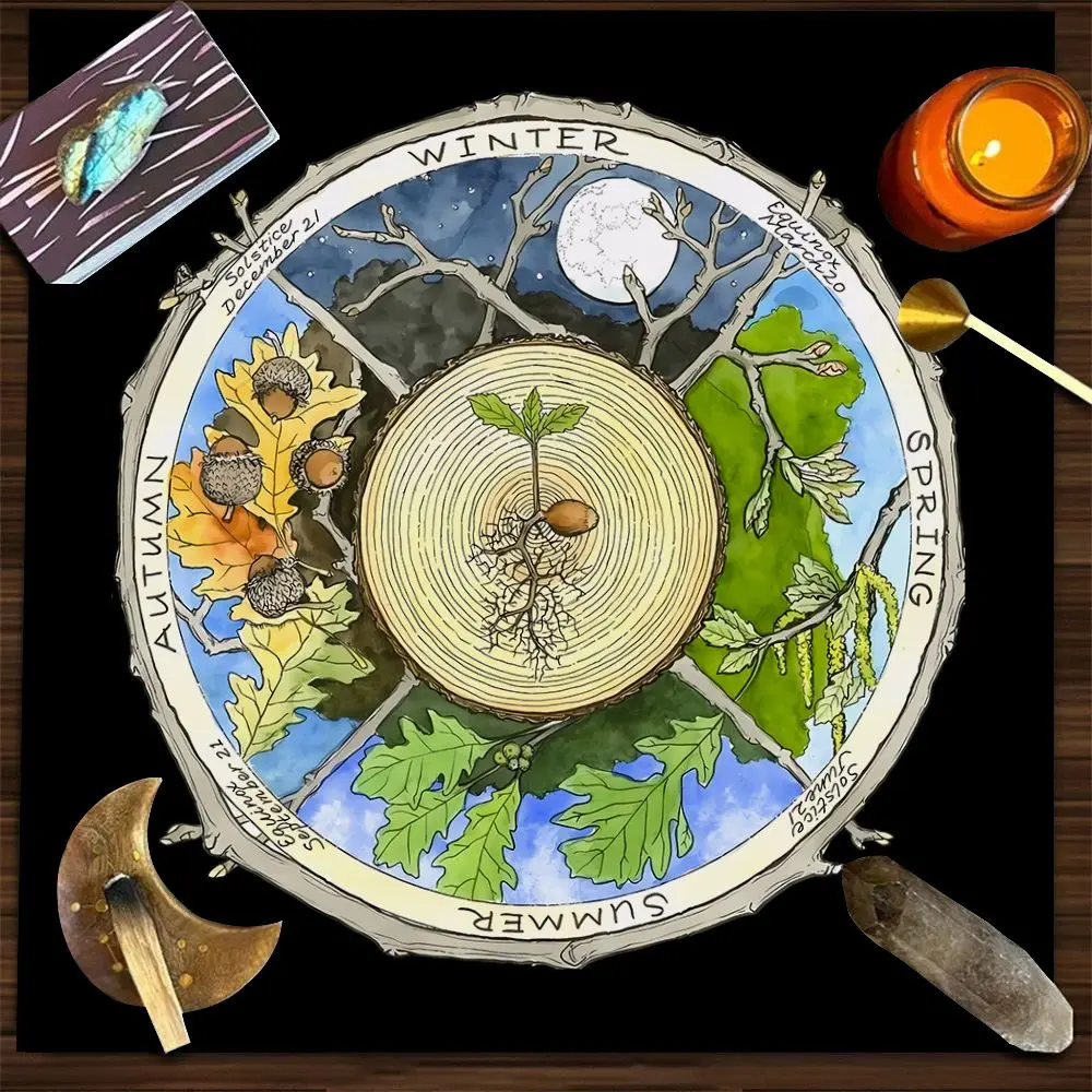 Four Seasons Element Tablecloth Professional-level Mystical Ritual Playing Card Game Magic Board Game Special Table Pad