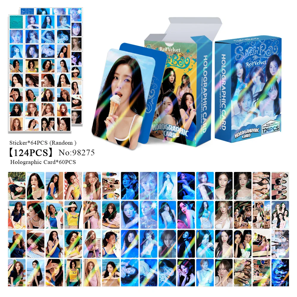 124Pcs/Set Idol Girl Group RED VELVET Summer Mini Album HD Printed Photo Card Irene SeulGi Wendy Joy Yeri Fan Collection Gift image 6