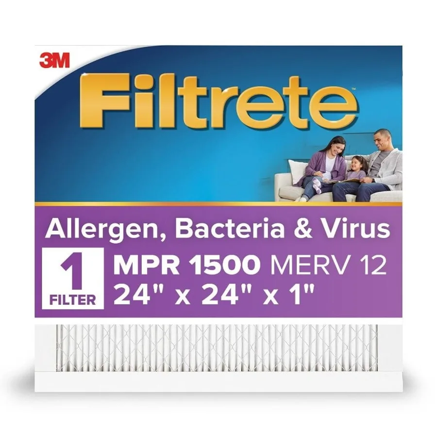 

24x24x1 HVAC Furnace Air Filter MPR 1500 MERV 12 Allergen Bacteria and Virus 1 Filter