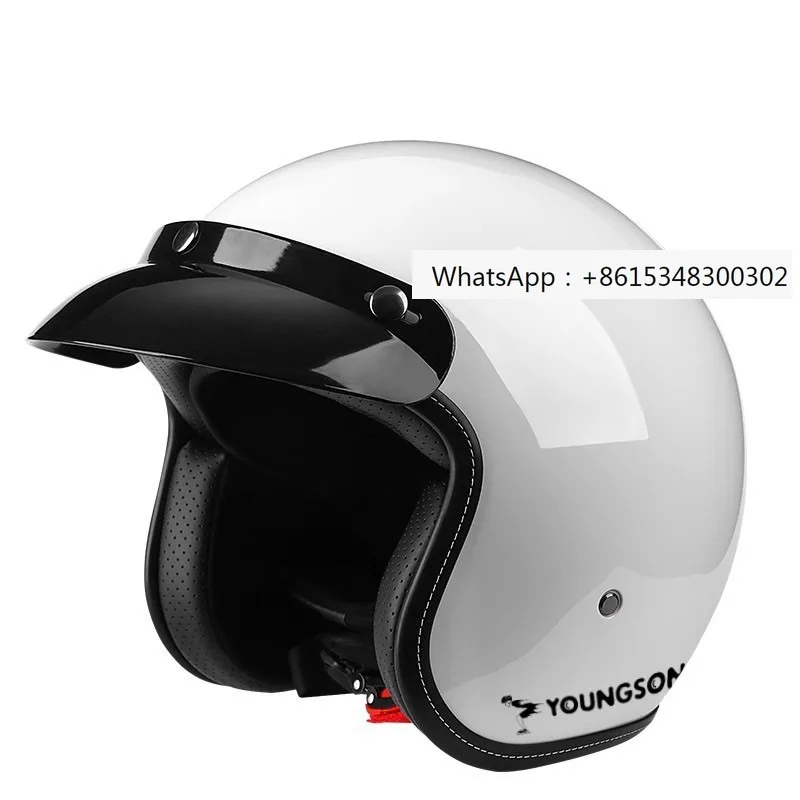 ABS White Motorcycle High Quality Texture Edge Wrapping retro Safety Helmet for Adult