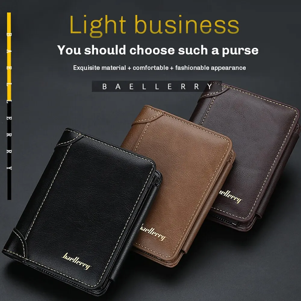 2024 New PU Leather Men Wallets High Quality Zipper Short Desigh Card Holder Male Purse Vintage Coin Holder Men Wallets