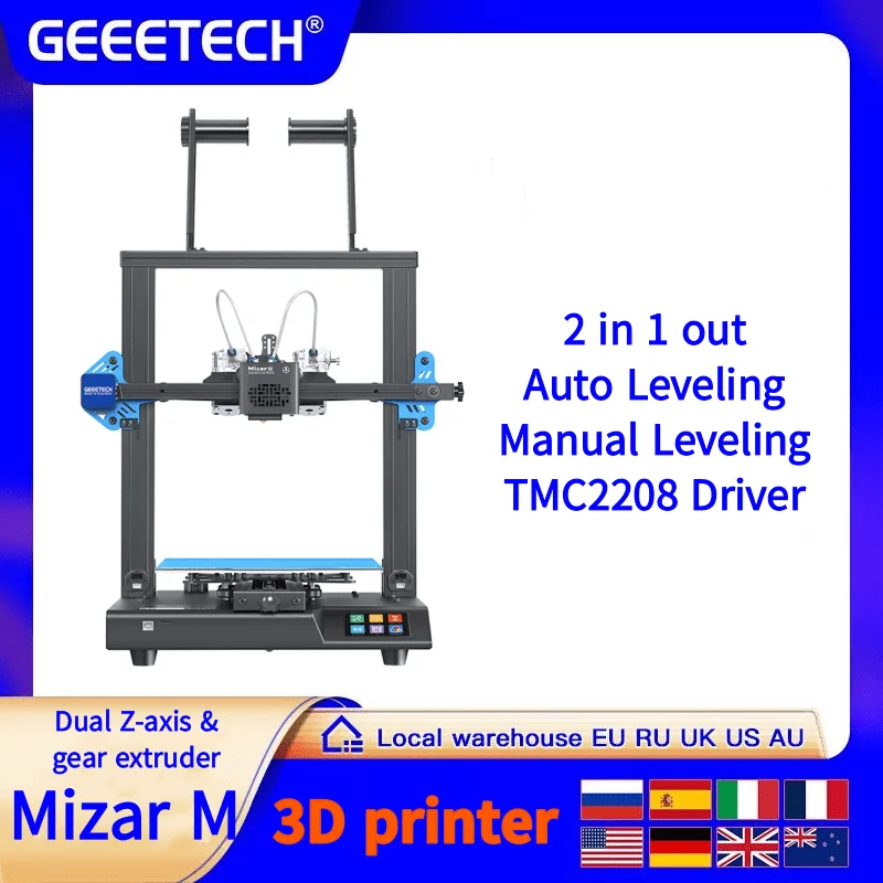 Imagem -04 - Geeetech Fdm Impressora 3d A20m A20t Mizar m Monocromático Multi-cor Impressão 3d Open Source Tmc2208 Conjunto Rápido Kit Diy