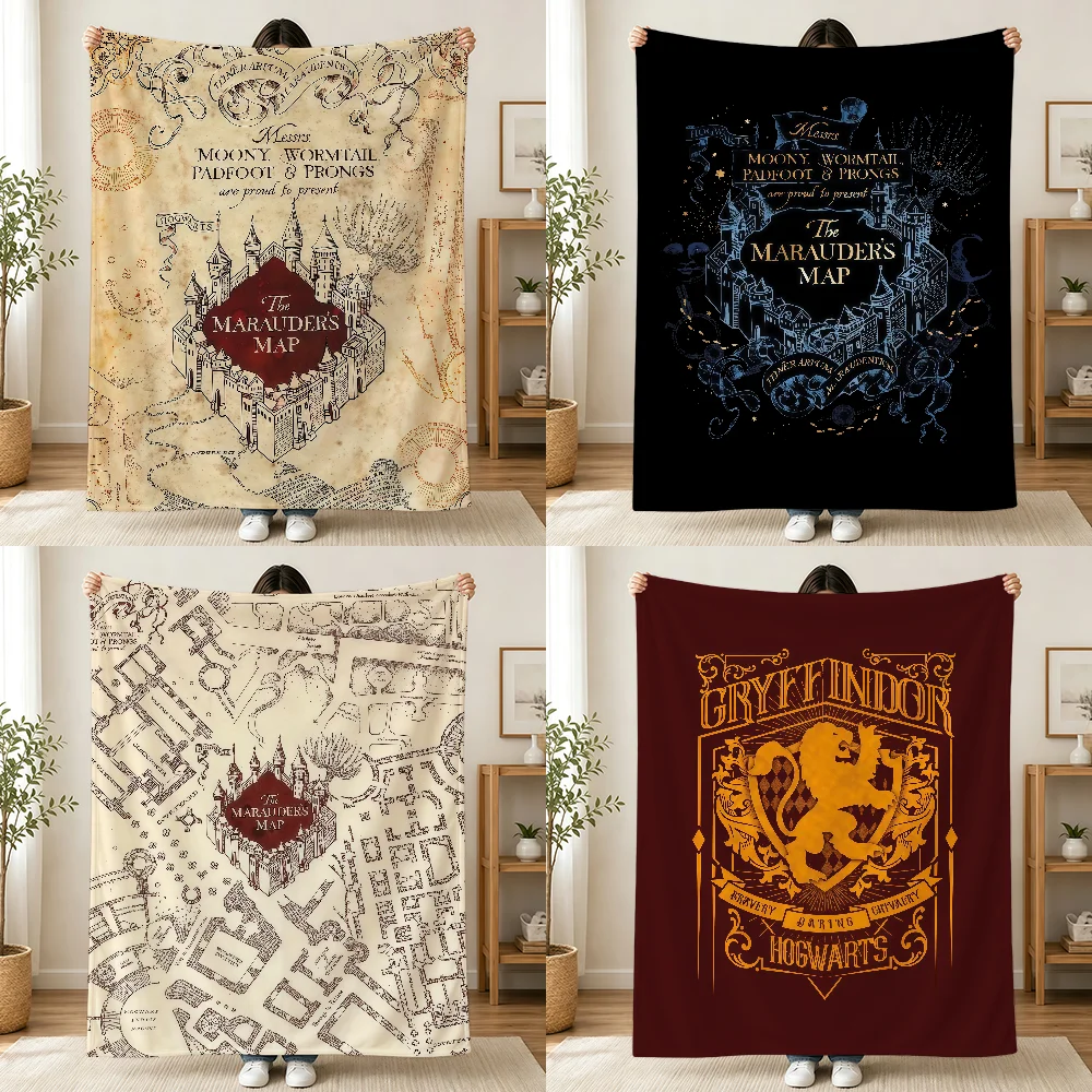 H-HarryS P-PotterS Decke, bedrucktes Flanell, weich, warm, gemütlich, für die Jahreszeit, zum Nickerchen, für Bett, Sofa, Reisen, Camping, Geschenk für Erwachsene und Kinder