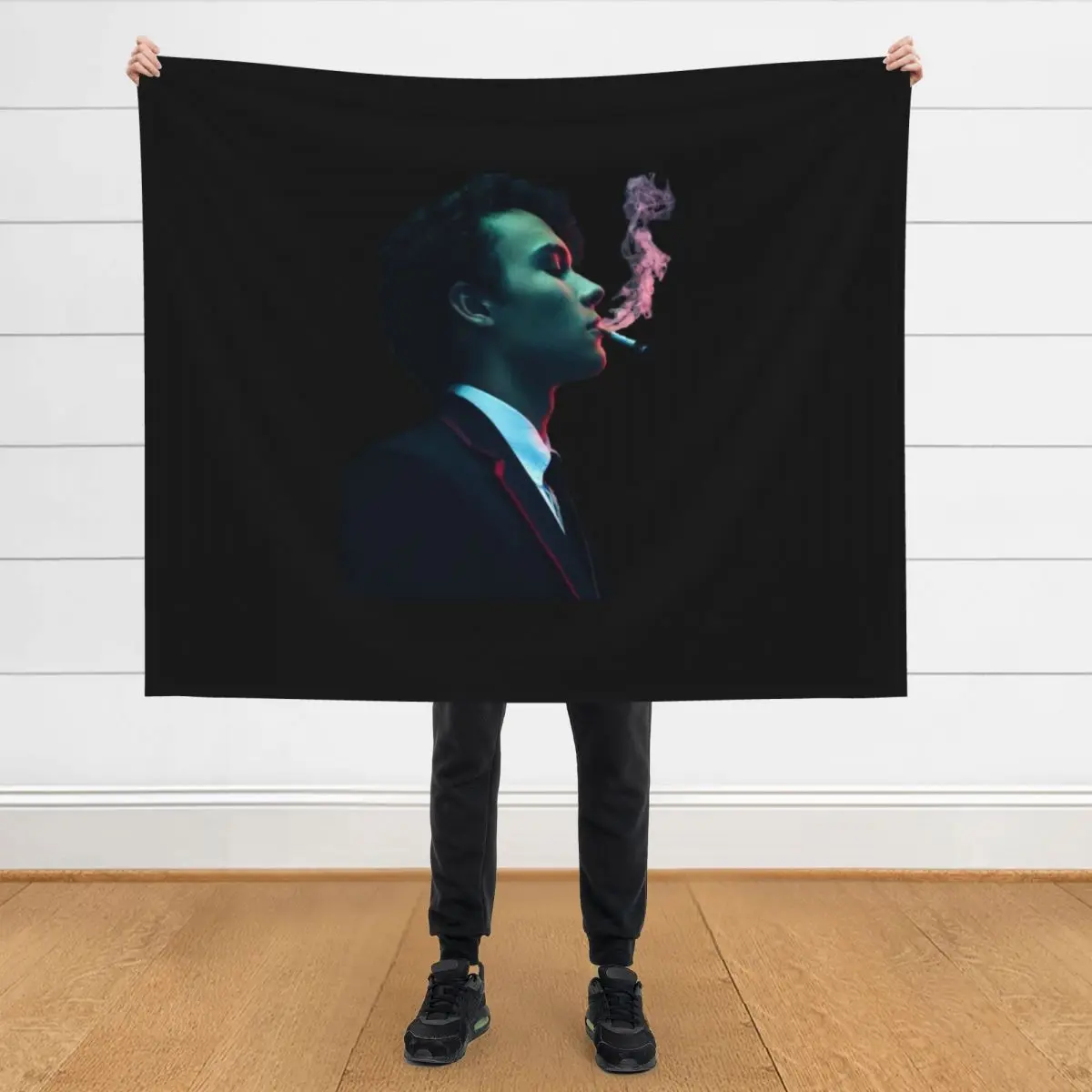 

Marcus Black Background Throw Blanket Designers Nap Moving Blankets
