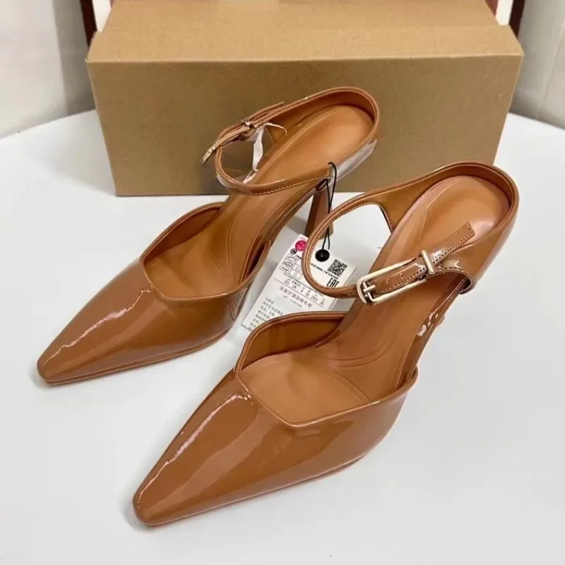 Ankle Strap Woman High Heels Pumps Elegant Shallow Mouth Luxury Office Lady Shoes 2025 Spring Party Dress Slingbacks Stilettos