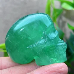 Crystal Natural Fluorite Skulls Green Purple Carving Stone Quartz  Mineral Gemstones Minerals Spiritual Craft Home Decoration