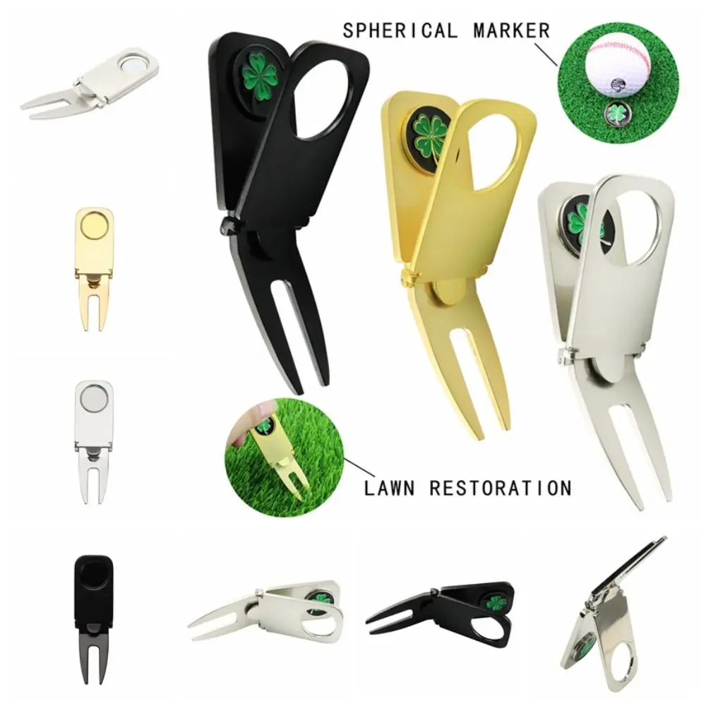 Pitchfork portátil Multipurpose Golf, Pitch Groove Cleaner, Marcador de bola, Putting Green Fork, Clover Divot Tool