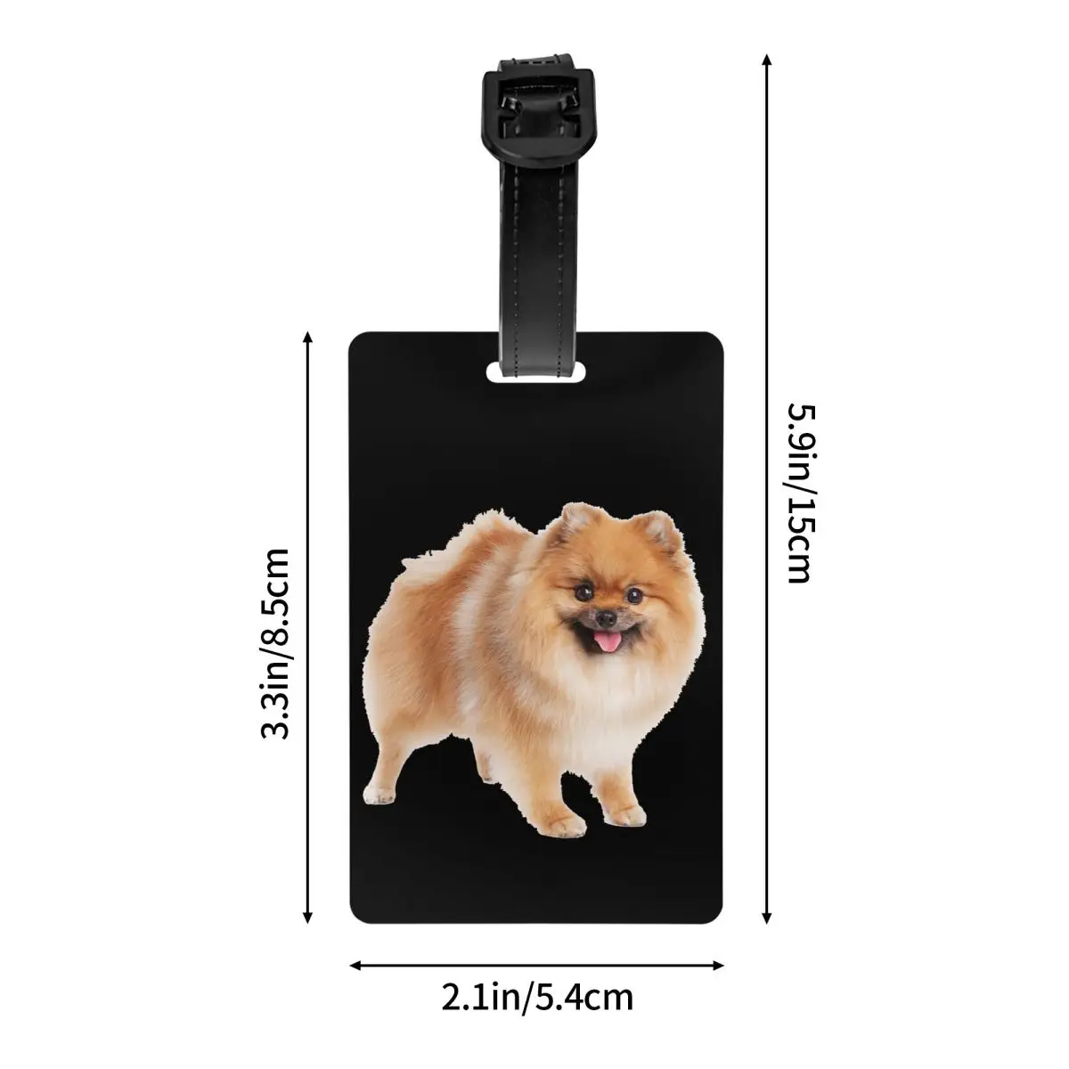 Pomeranian Luggage Tags para Animais de Estimação, Spitz Personalizado, Tampa de Privacidade, Identificação, Bagagem Tags