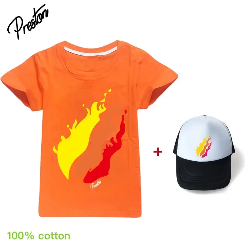 حار بيع P-Prestonplayz طفل تيشيرت صيفي المراهقات الملابس القطن الفتيان التي شيرت بوتيك الاطفال تيز س الرقبة الأطفال بلايز