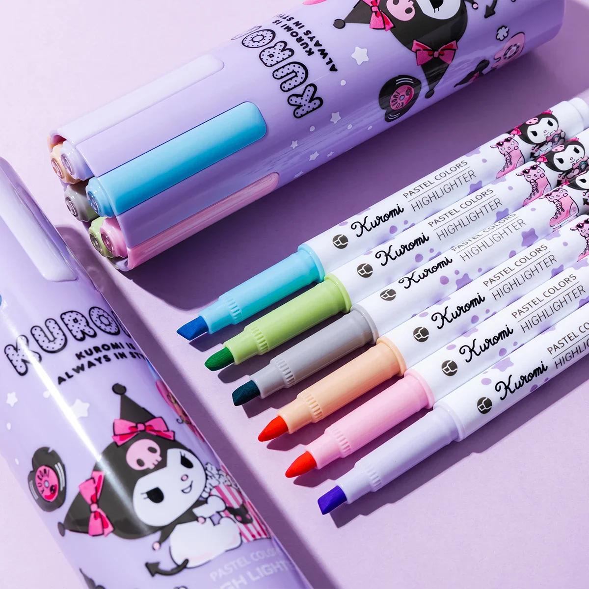 Paints With Colored Highlighters 6 Colors Markers Student Cylinder Colored Water Pen Kawaii Cinnamoroll Watercolor Pen