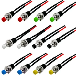 5Pcs PBS-110 Round Button 7mm Momentary Self-resetting Push Button Switch ON OFF with 20cm Wire