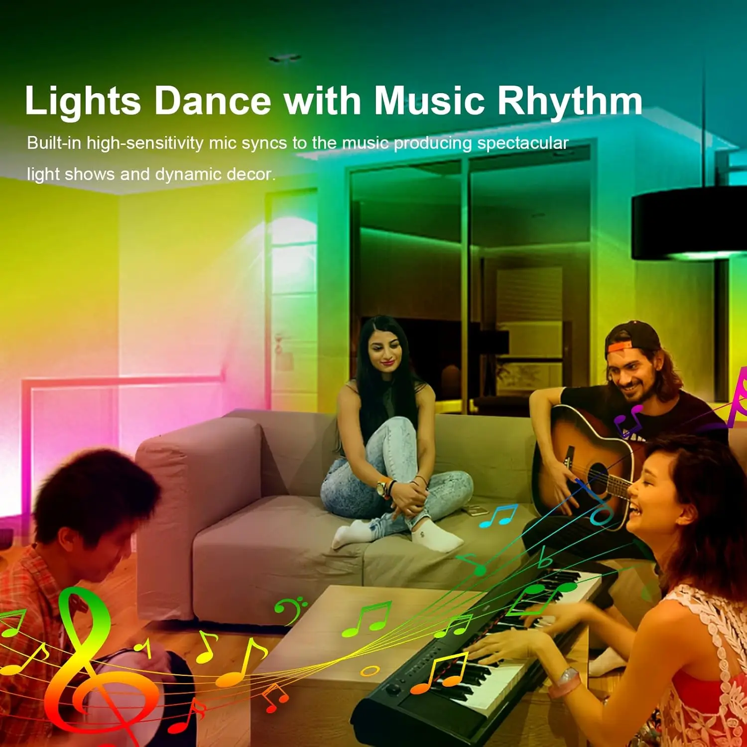 10M/5M Smart RGB WiFi TV LED Strip Lights Work with Alexa, Music Sync, Color Changing,USB Powered Backlight with Remote for Room