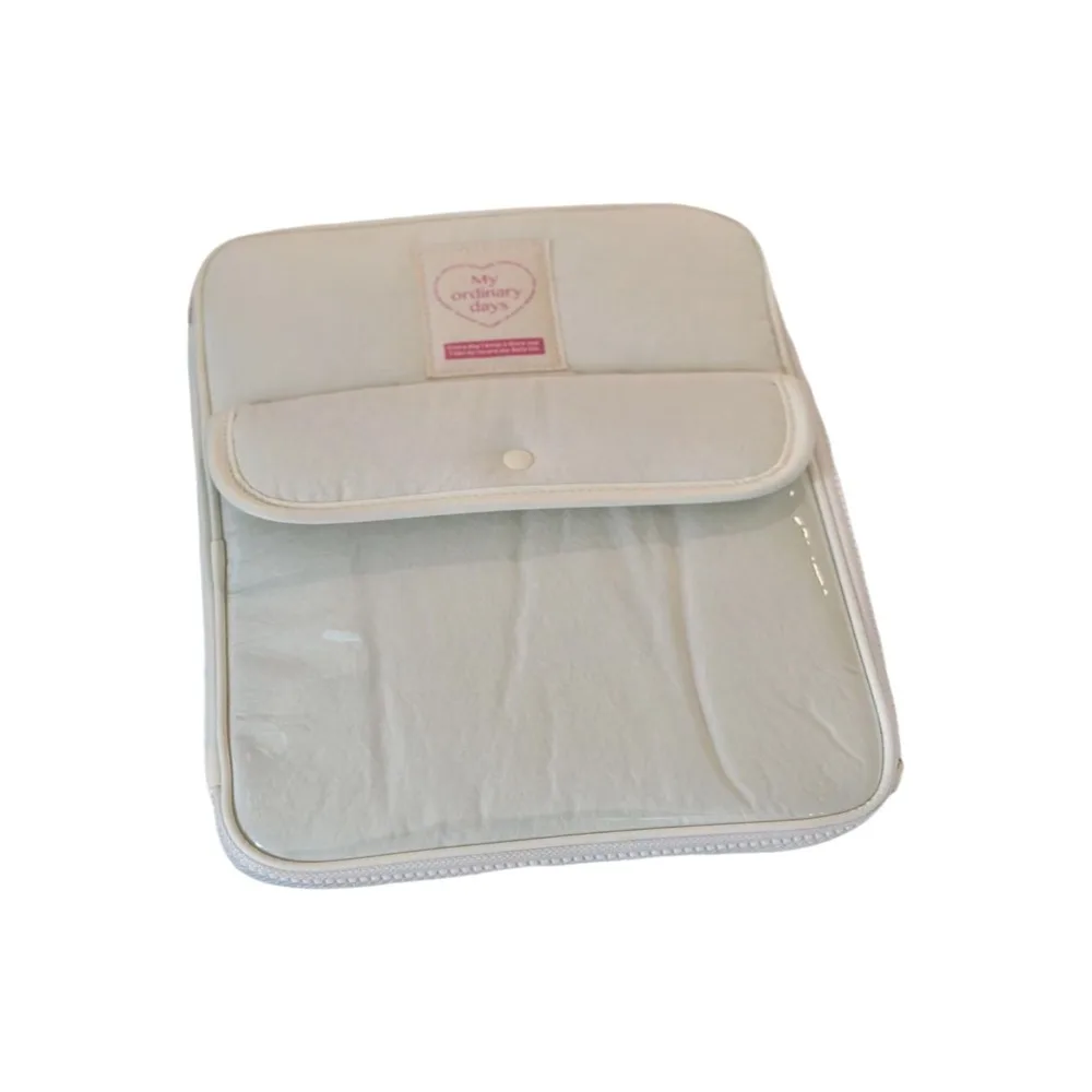 

Stylish Buckle Design Computer Storage Bag Solid Color Multi-Pocket Clutch Bag 13/14inch Nylon Tablet Cover Student
